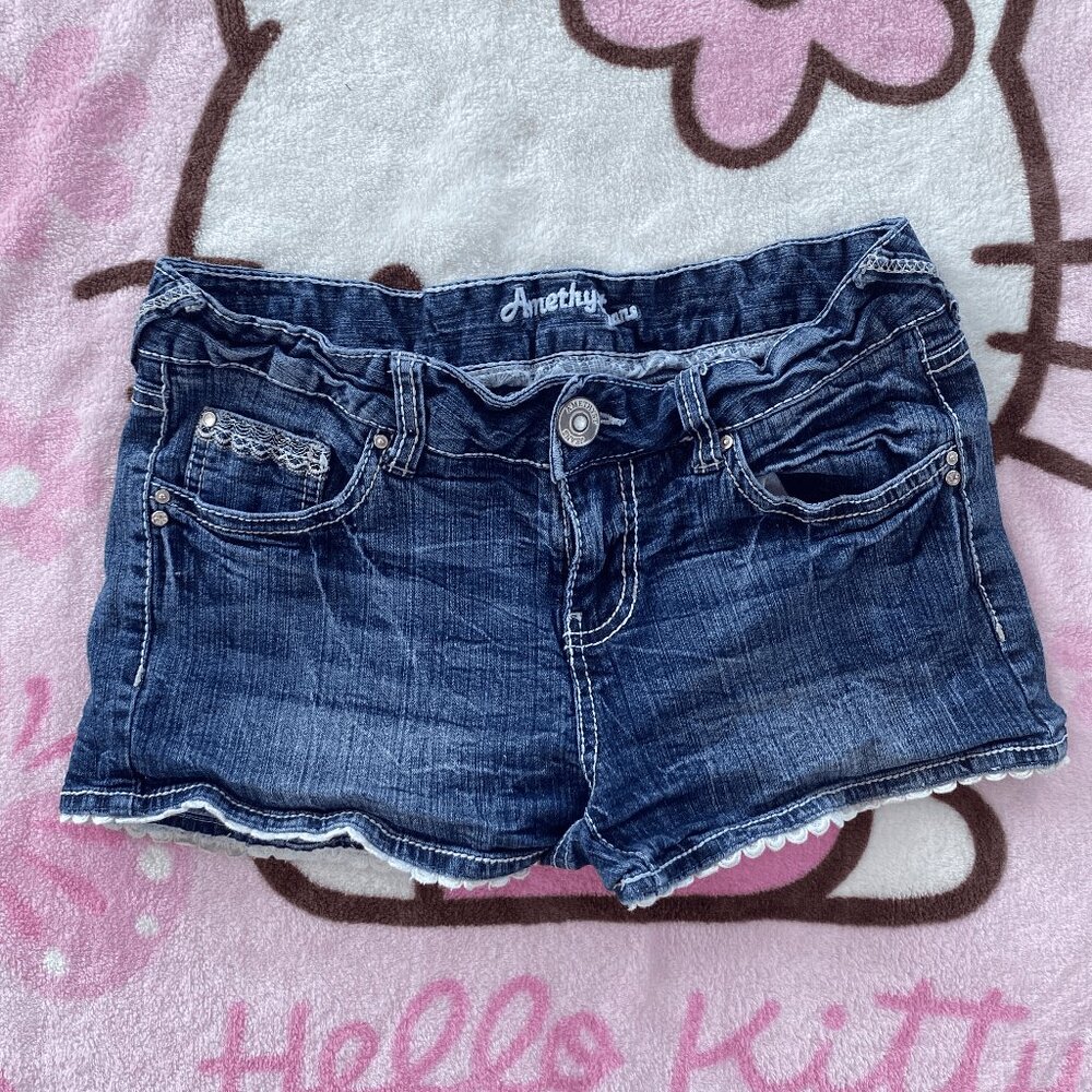 Lace Detailed Denim Shorts